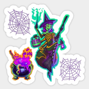 Halloween Zombie Spider Witch Pattern Sticker